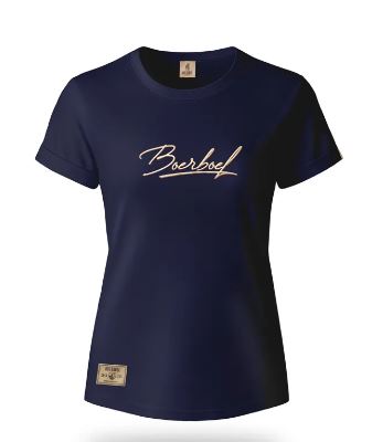 Boerboel Ladies T-Shirt Metallic Puff Print Navy "Boerboel"