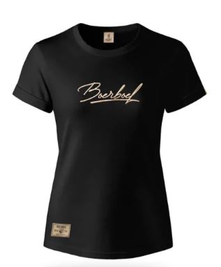 Boerboel Ladies T-Shirt Metallic Puff Print Black "Boerboel"