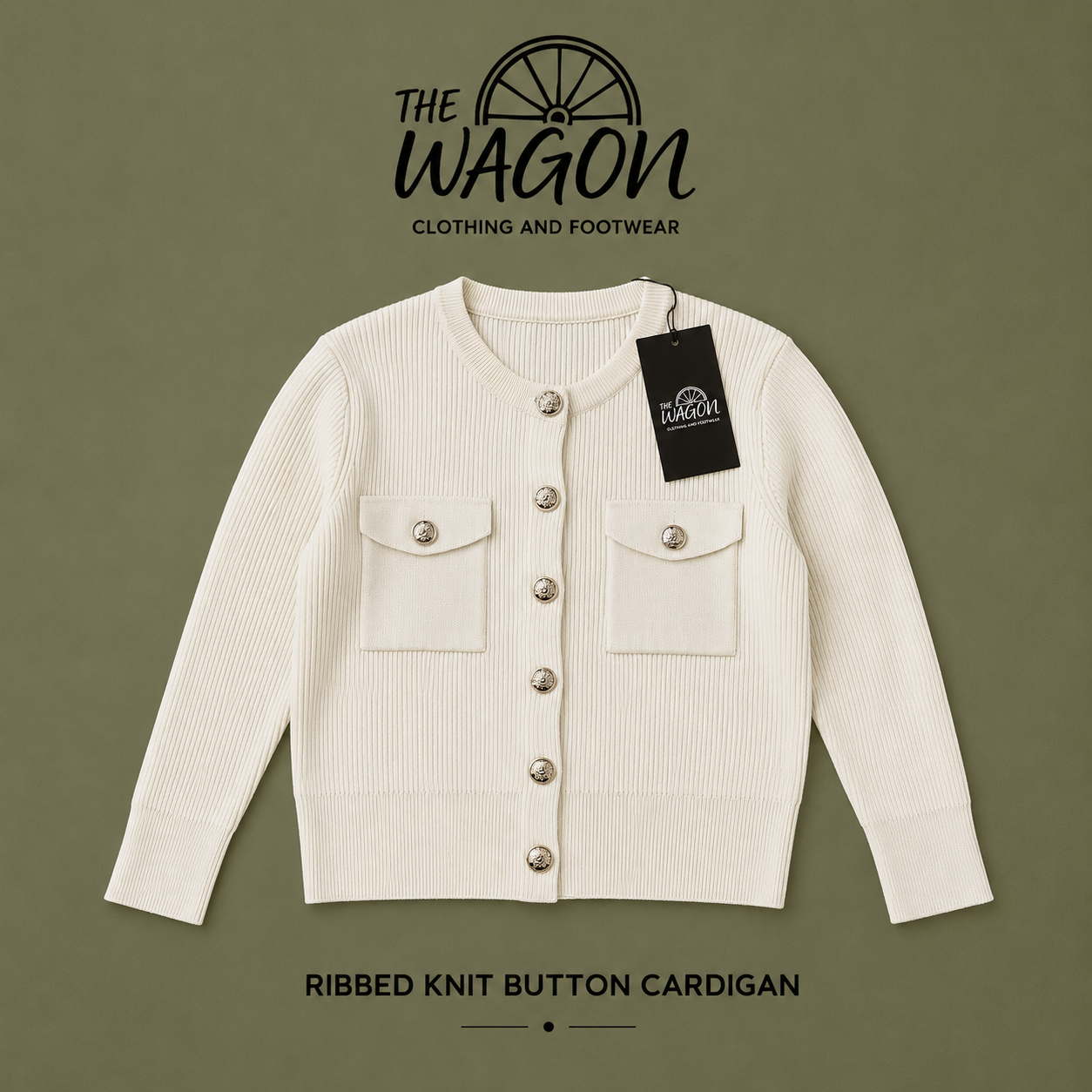 TWWC Ladies Gold Button Up Cardigan