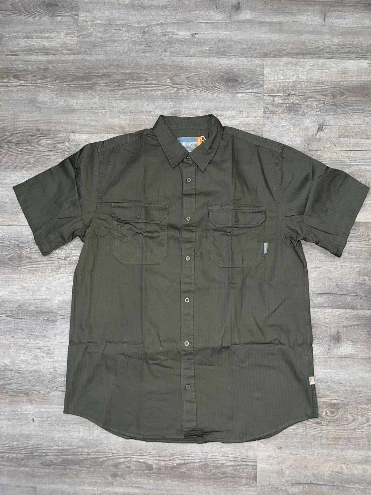Kakiebos Mens Classic Fit S/S Woven Shirt - Fatigue Green