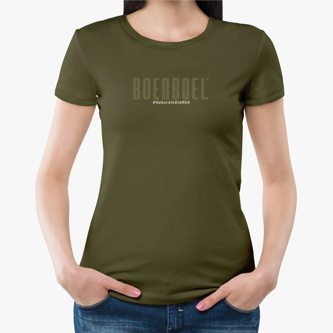 Boerboel Ladies T-Shirt Dot Printed Olive Green 