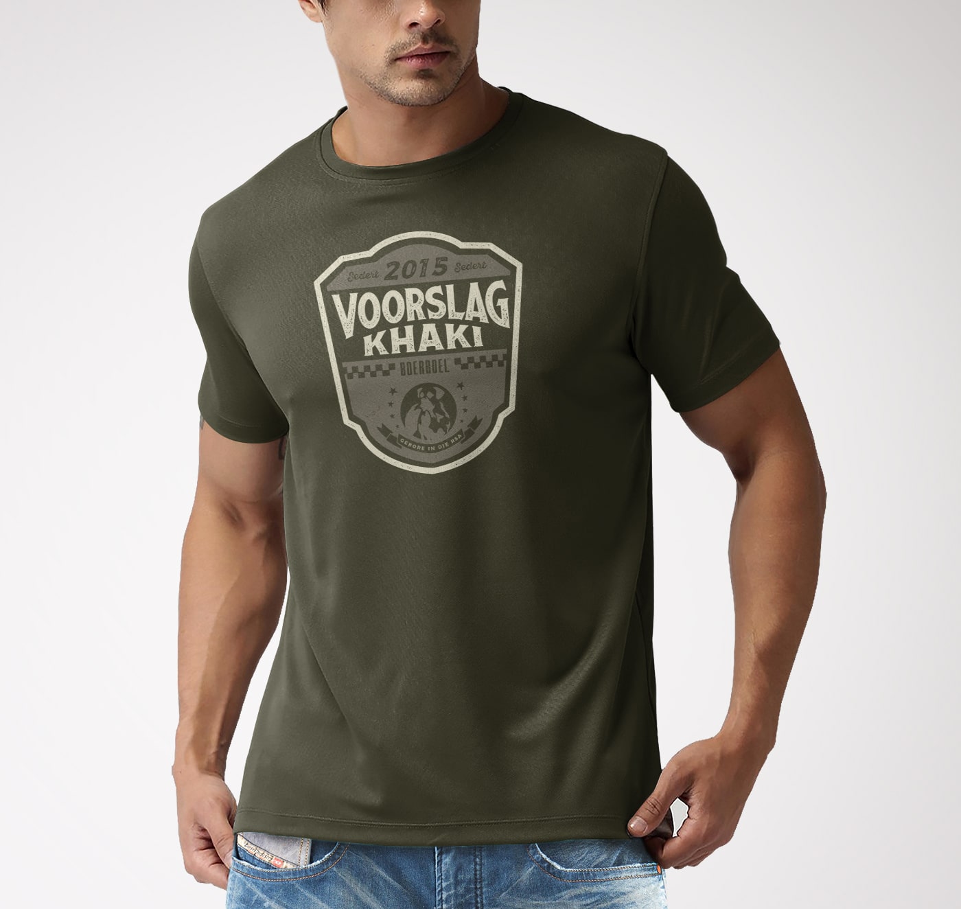 Boerboel Mens Cotton T-Shirt Printed Green "Voorslag"