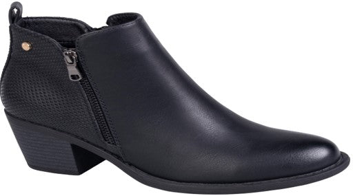 Pierre Cardin classic ankle boot -Embossed back counter brushed Pu side zip detail