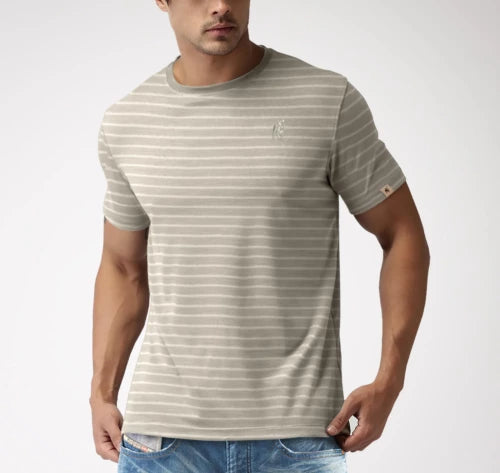 Boerboel Mens Premium T-Shirt Stripe Brown & Stone