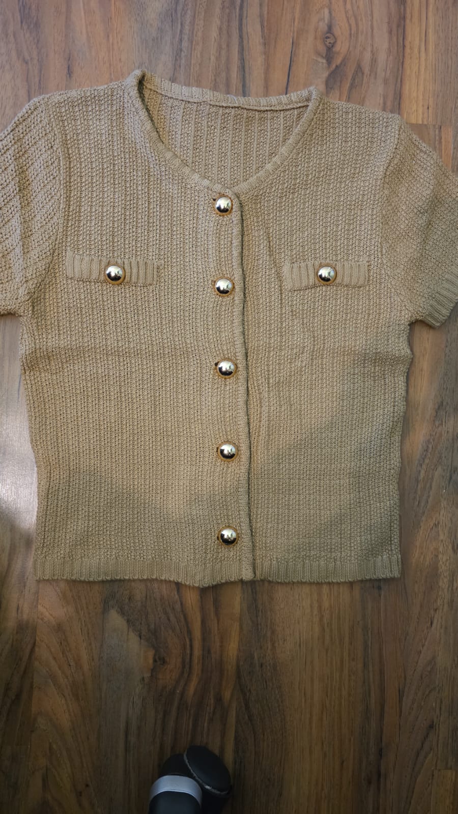 TWWC New Idol Button Up Short Sleeve Knitted Top