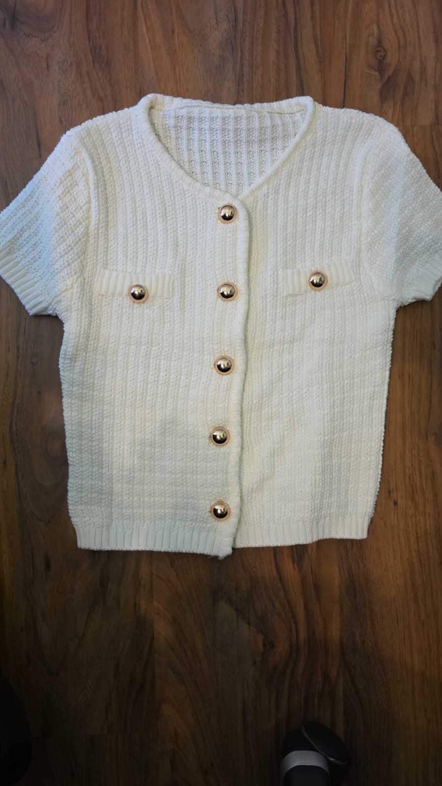 TWWC New Idol Button Up Short Sleeve Knitted Top