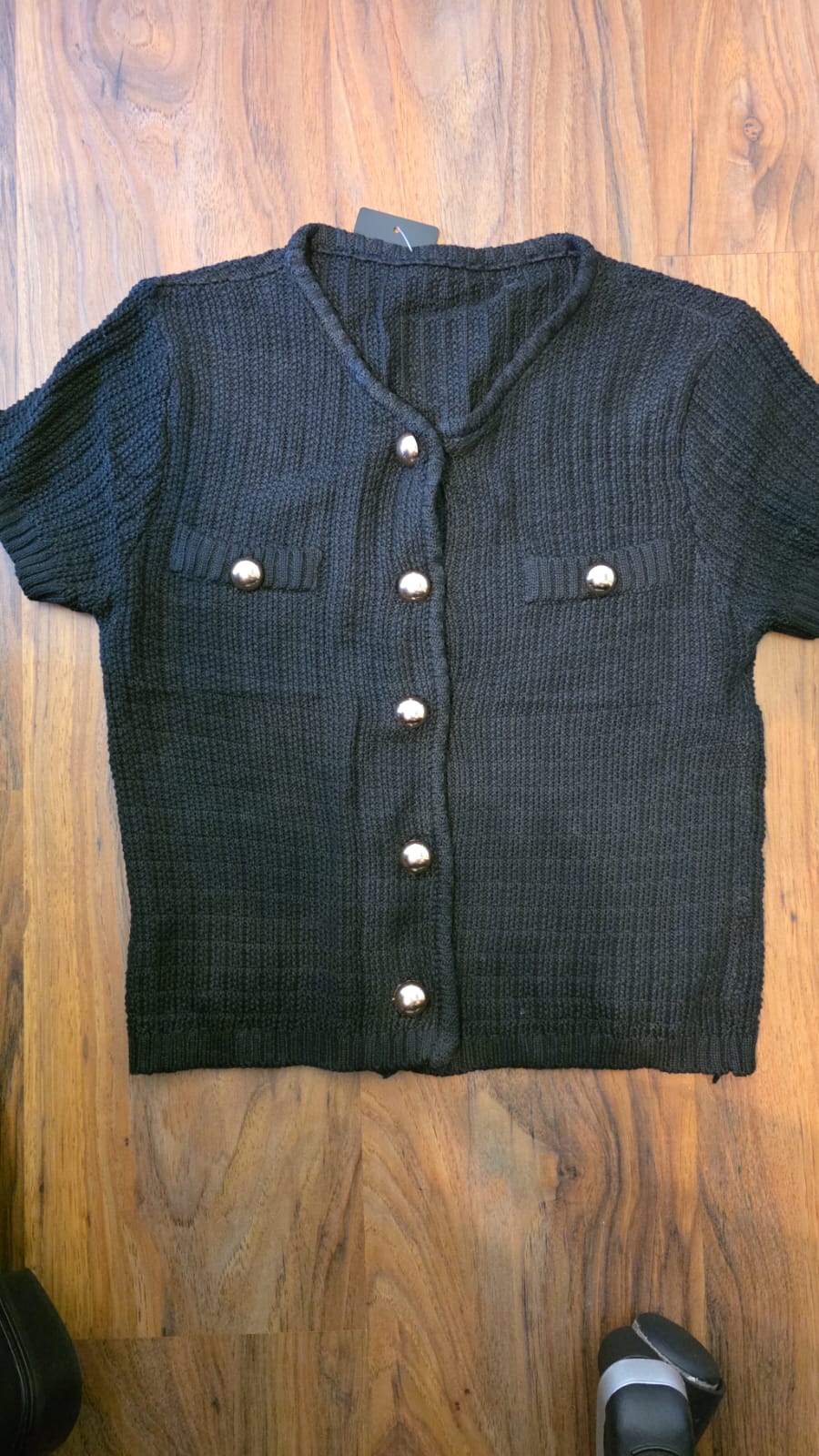 TWWC New Idol Button Up Short Sleeve Knitted Top