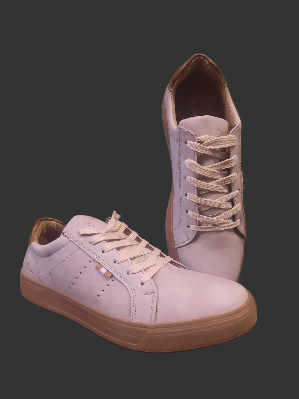 Pierre Cardin Men's Nubuck Pu padded collar detail comfort lace up - Ozzie Taupe