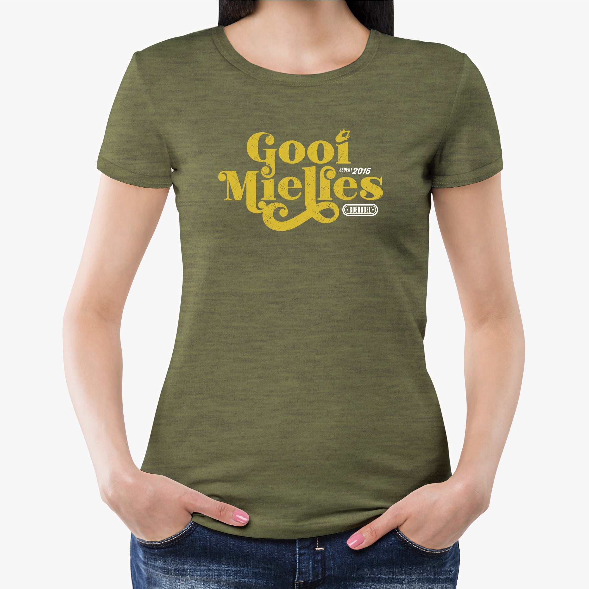 Boerboel Ladies Premium Cotton T-shirt Printed Green "Mielies"