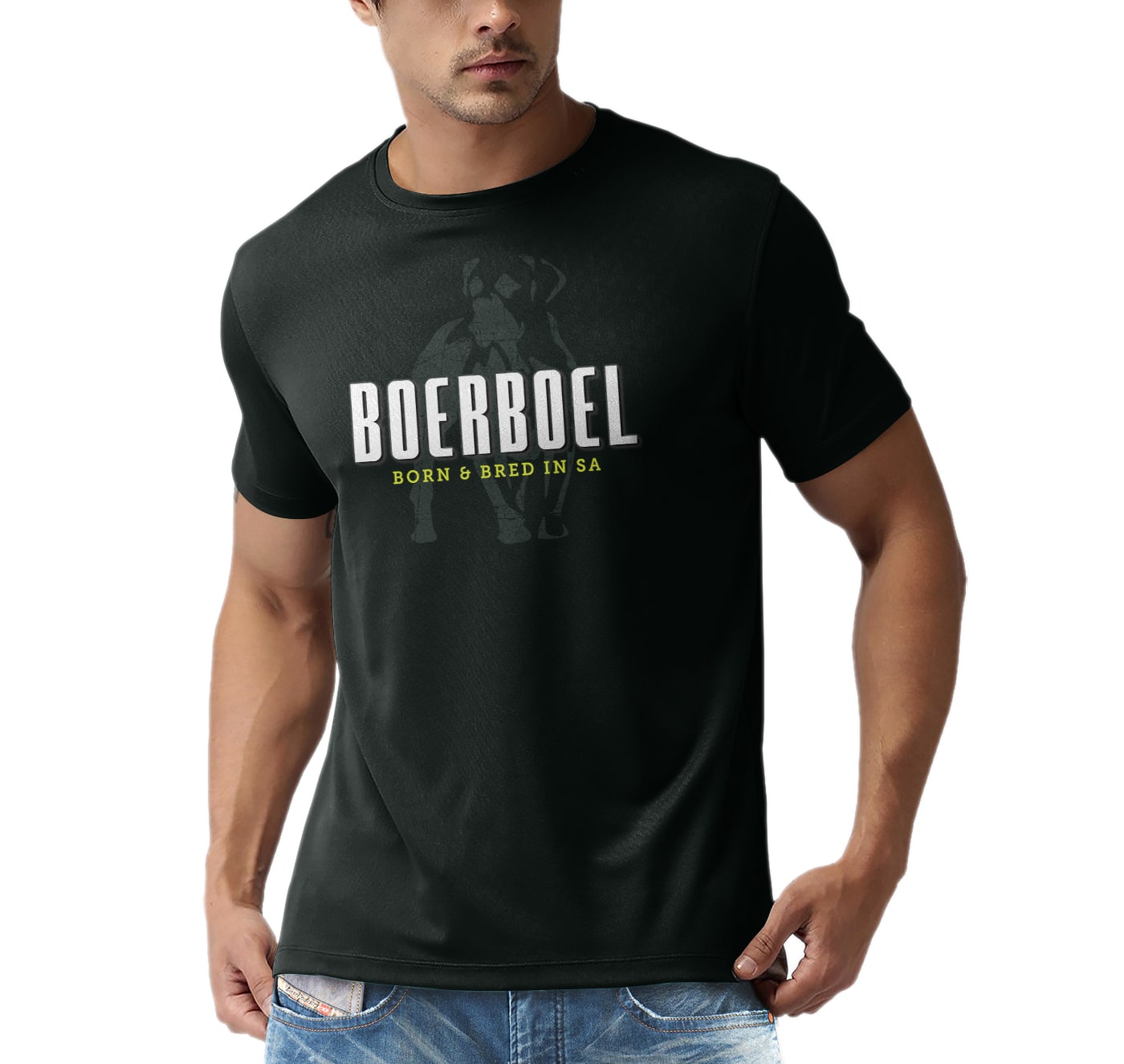 Boerboel Men's Premium Cotton T-Shirt Printed- AP Charcoal