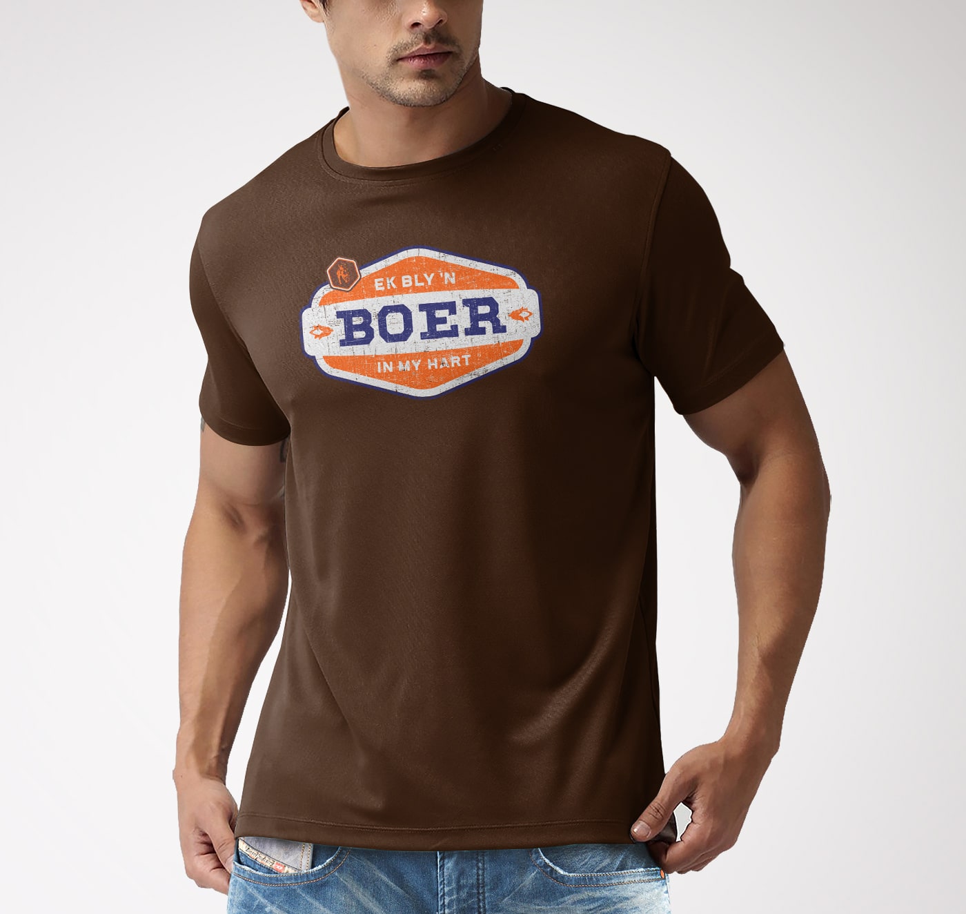 Boerboel Men's Premium Cotton T-Shirt Printed Brown "Boer"