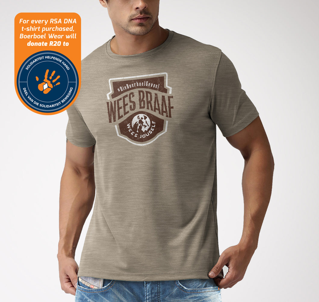 Boerboel Mens Premium T-Shirt Printed Sand Melange - Braaf