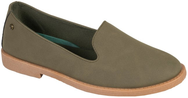 Pierre Cardin Ladies Soft nubuck Pu comfort slip on - Olive